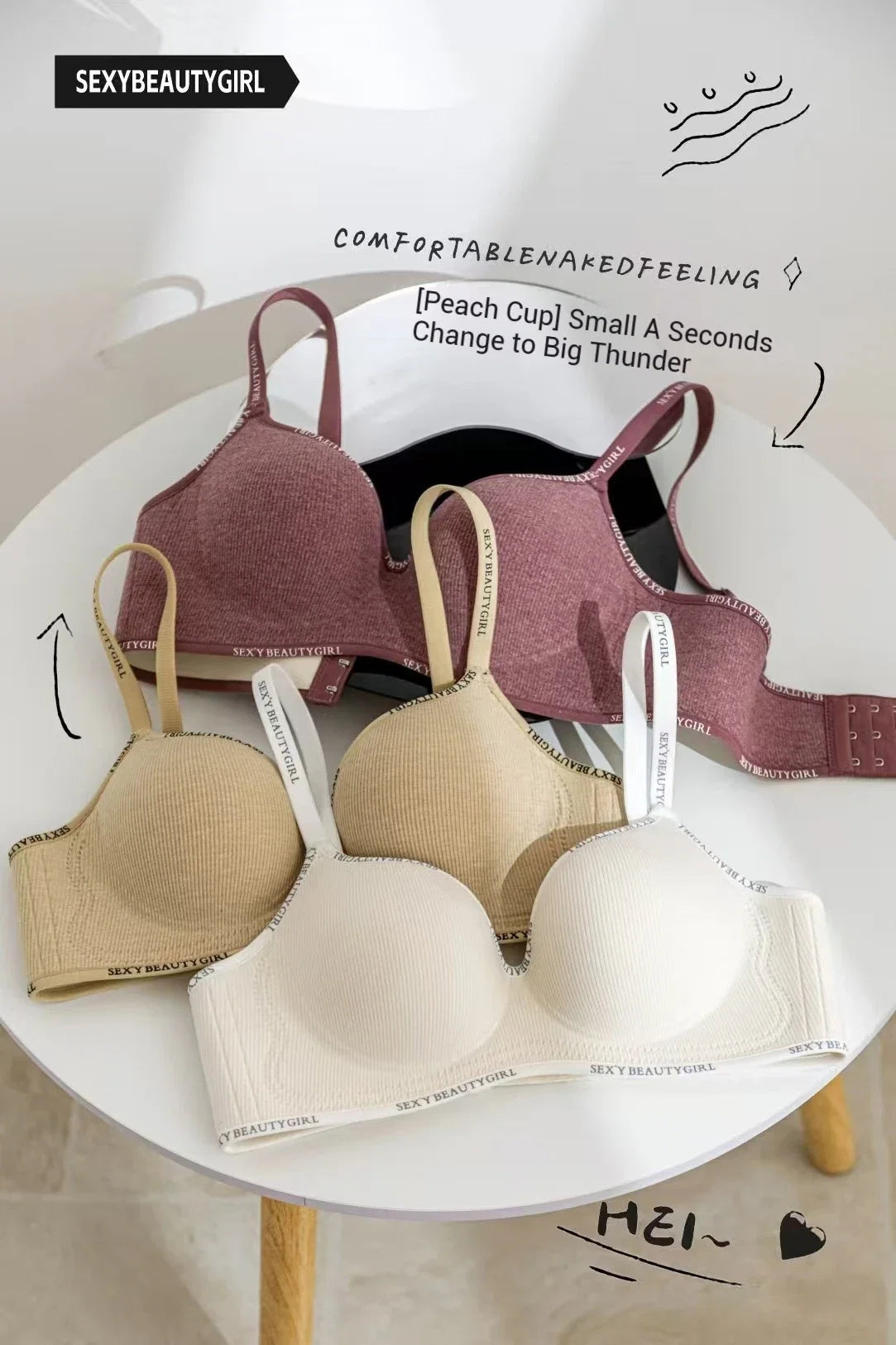 Women Sexy Bras Padded Push Up Bralette Female Adjustable Comfortable Underwear Ladies Letter Straps Brassiere Wireless Soft New