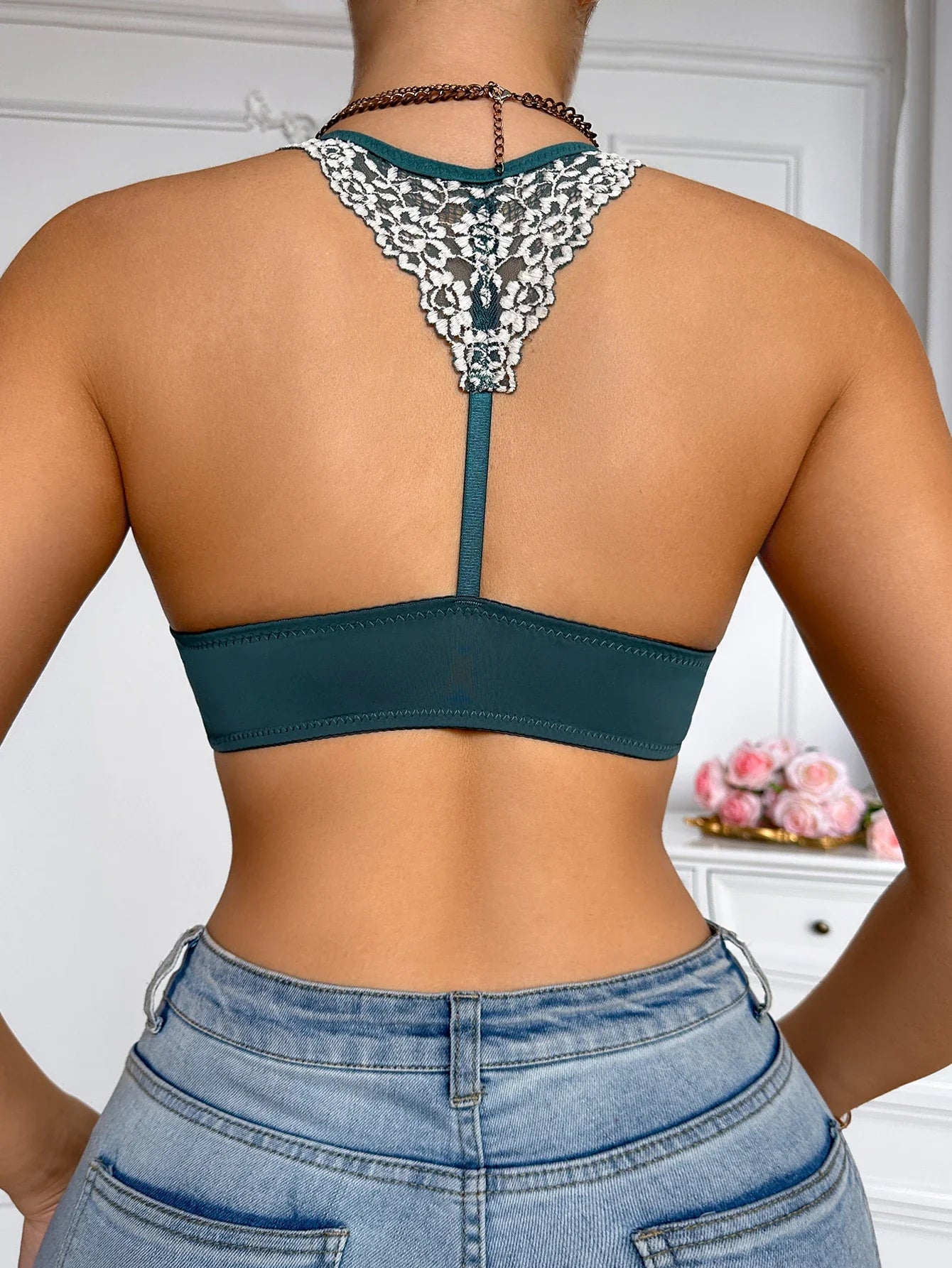 B C Cup Women's Sexy Bras Luxurious Lace Floral Front Clasp Push-Up Bra Beautiful Back Bras Women