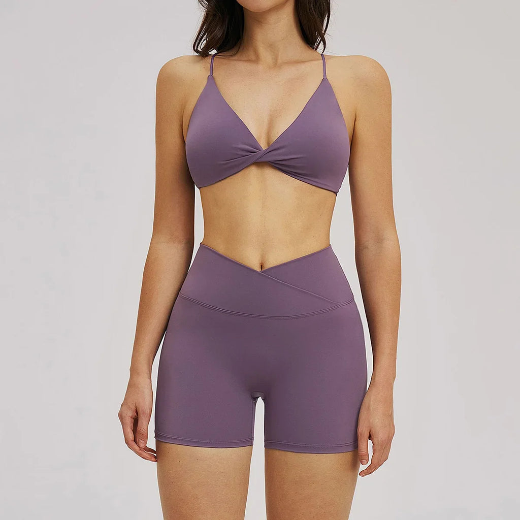 Women 2 Piece Gym Workout Set Female Bra Yoga Shorts Vest Fitness Wear Quick-Dry  Sports Bra Suits Sportswear Tracksuit Outfits