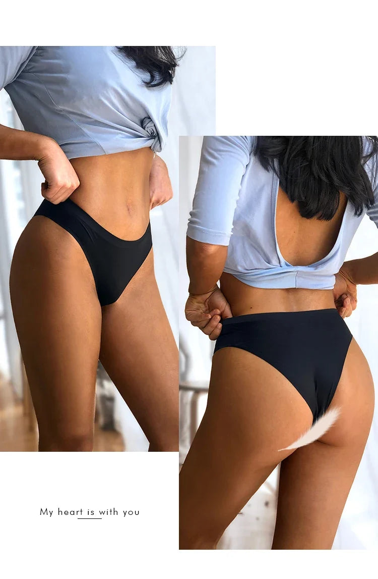 Ice Silk Thong Sexy Women Panties Seamless G String Briefs T Back for Girls Underwear Temptation Ladies Underpants Size M-XXL