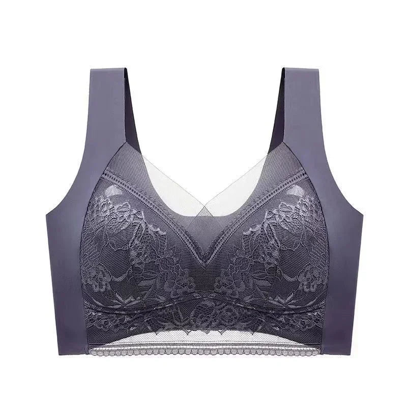 L-5XL Women Large Bra Push Up Ice Silk Seamless upper Bralette Lace Wireless Summer Bras Plus Size Top Lingerie Underwear 15019