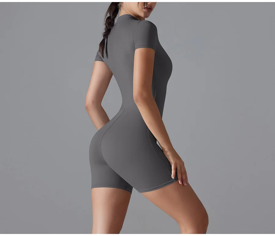 Yoga suit women jumpsuit One-Piece Suit short sleeved shorts Gym Push Up Workout Clothes Fitness Bodysuit Sportswear Tracksuit