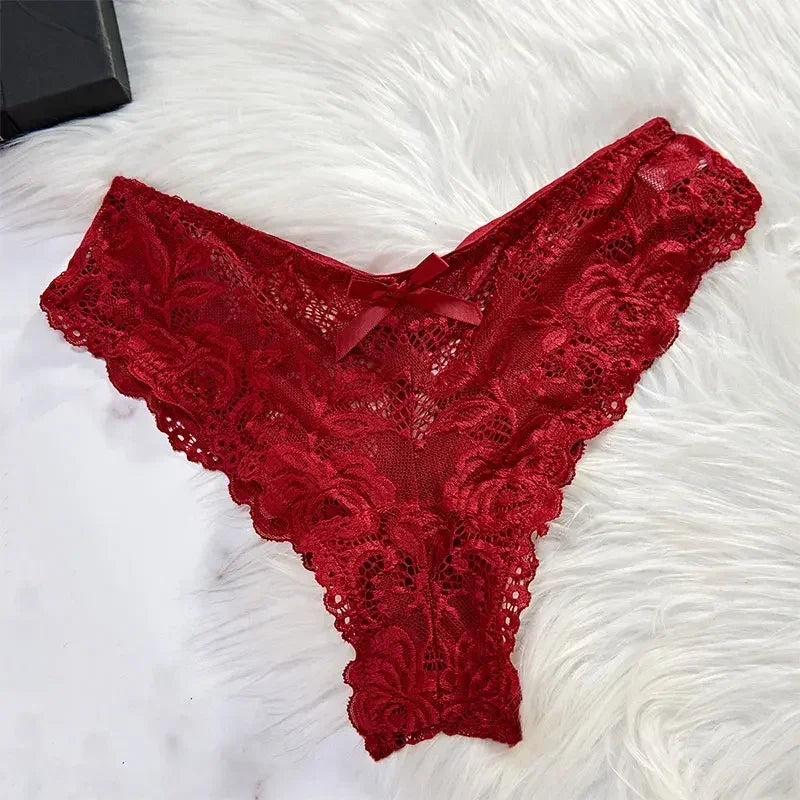2 Pcs Set Sexy Lingerie Set Women Deep V Slip Dress Thong Erotic Bra Panty Sets Lace Nightdress Transparent Soft Nightgown