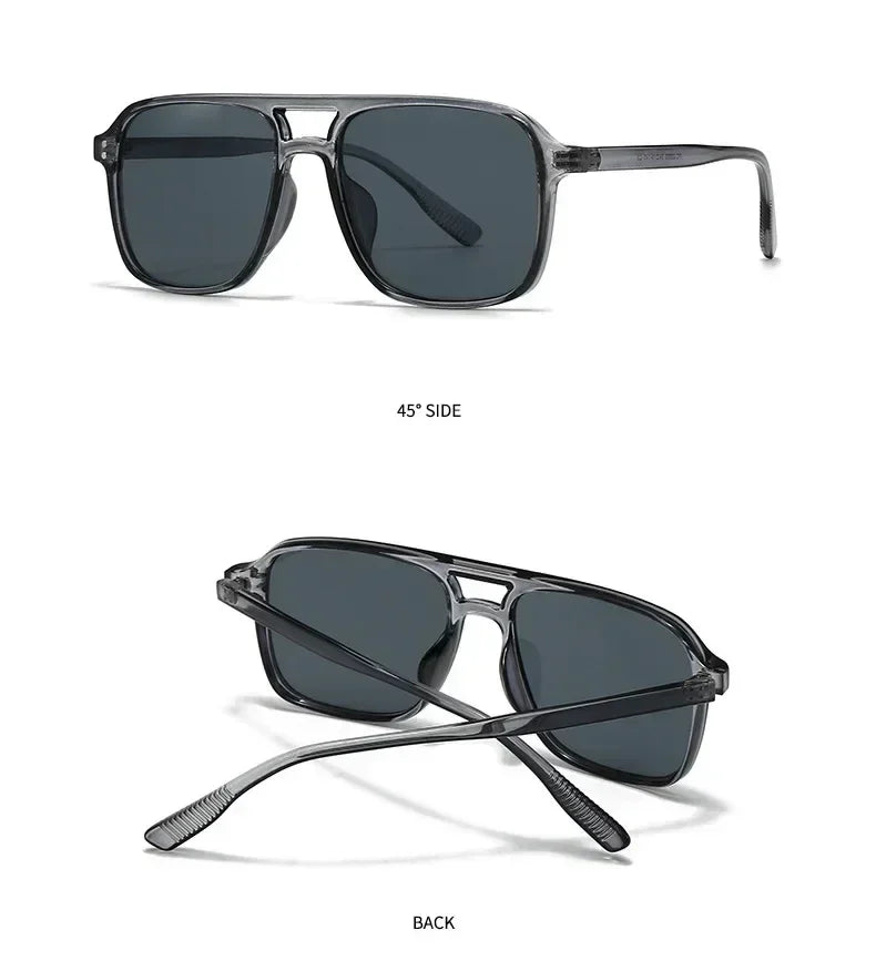 SO&EI Fashion Double Bridges Square Rivets Women Sunglasses Retro Men Gradient Shades UV400 Sun Glasses