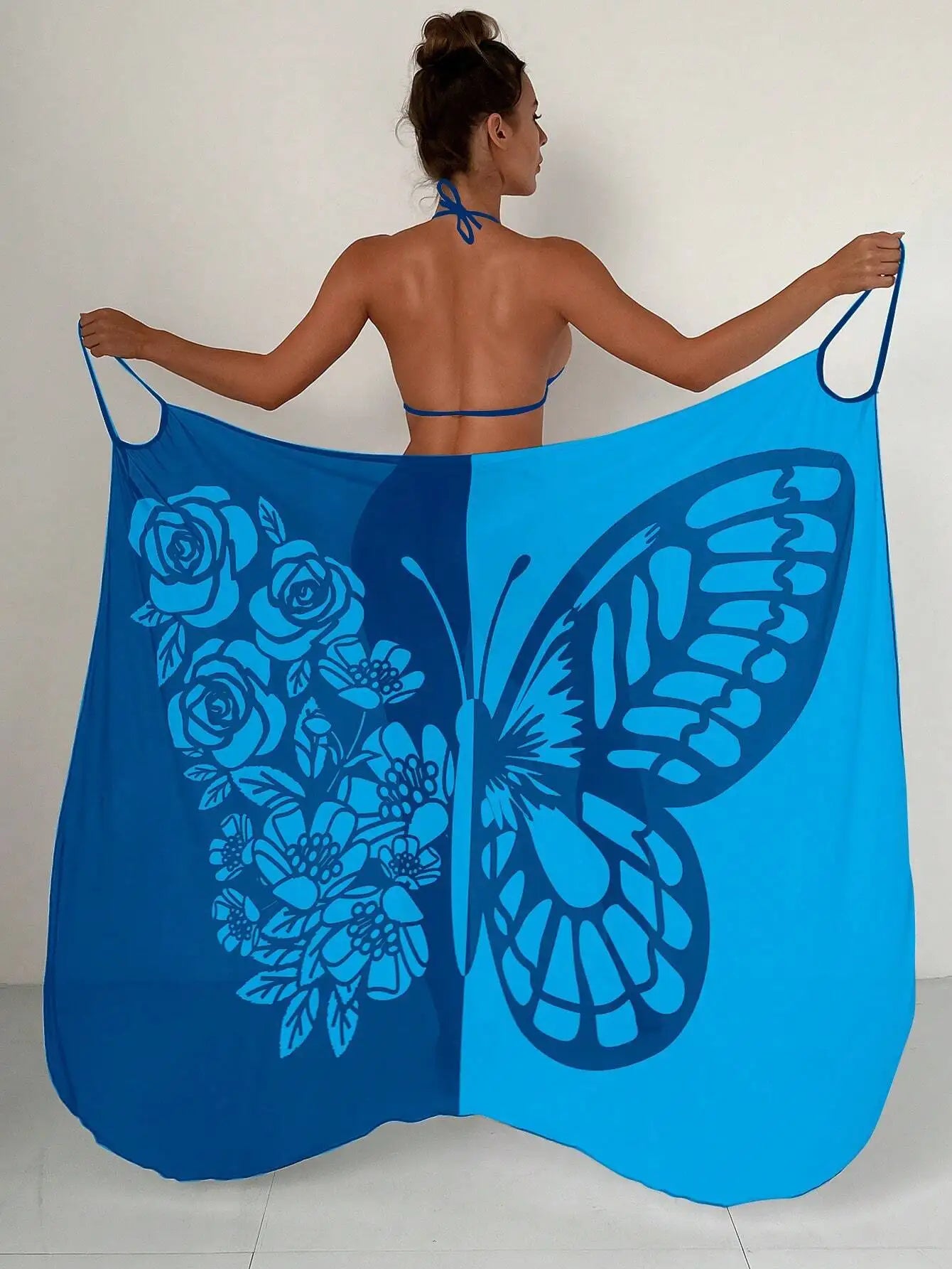 Sexy Butterfly Print Cover Up 2026 Women Black Patchwork Mesh Dress Tunic Bikini Lady Elegant Bath Sarong Wrap Skirt Beachwear