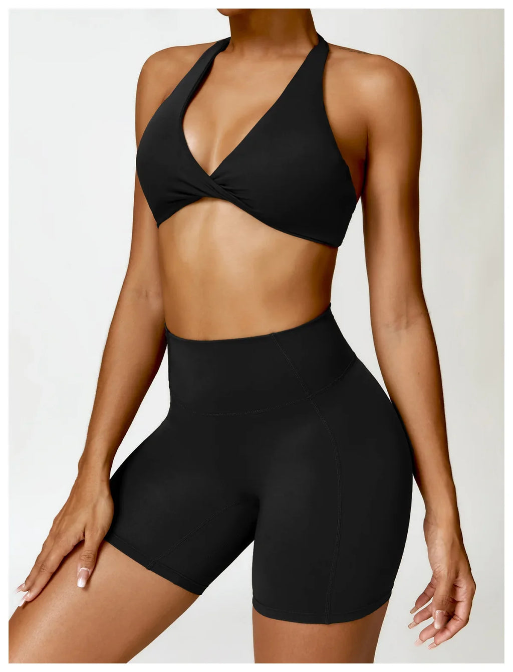Women's Nylon Sports Bra Halter Sports Underwear Front Twist Naked Feel Sexy Yoga Gym Push Up Workout Padded Bralette Bathsuit