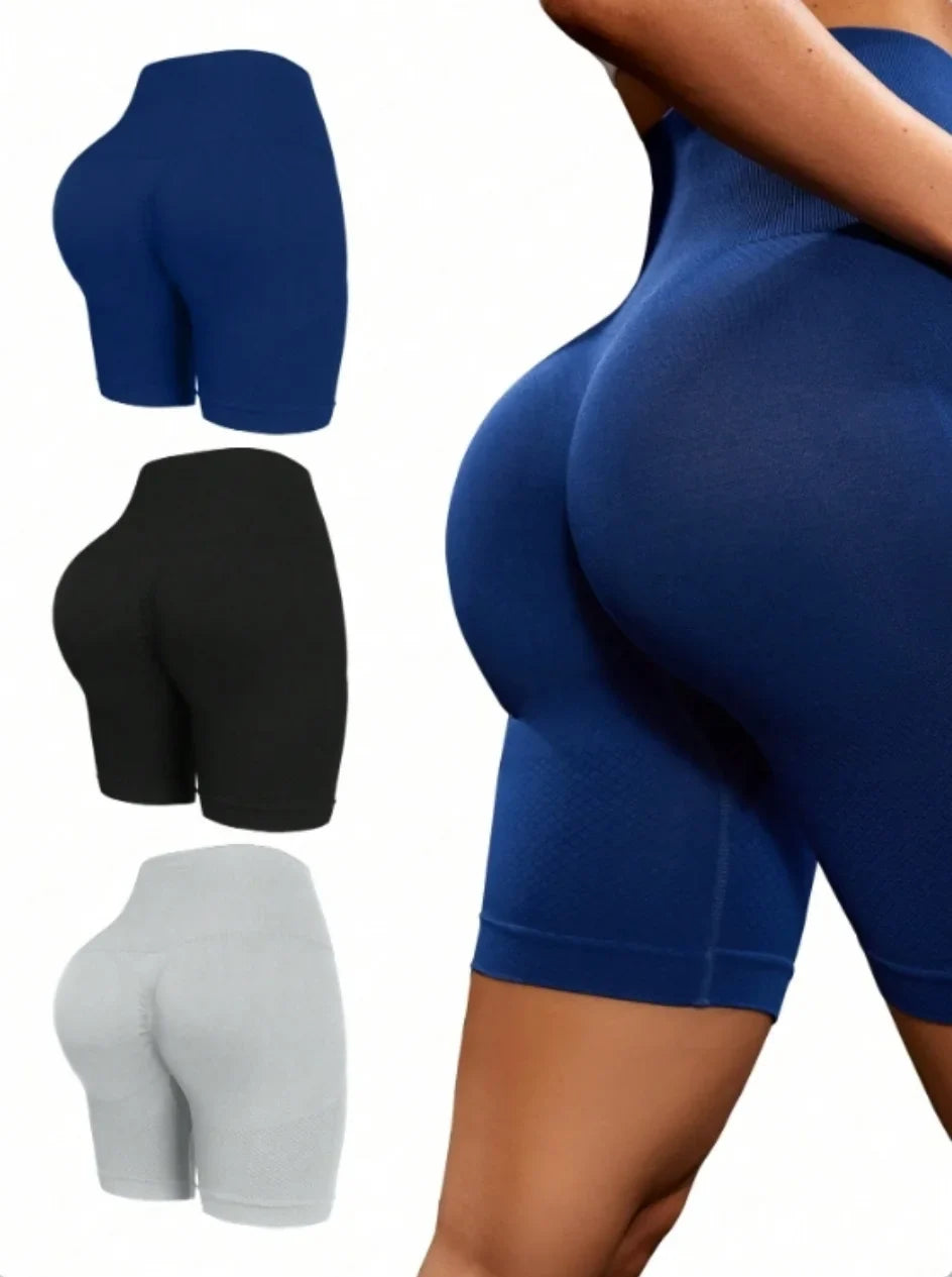 High waisted tight fitting sports shorts for women, fitness yoga pants, elastic and breathable running pants, fashionable and sl