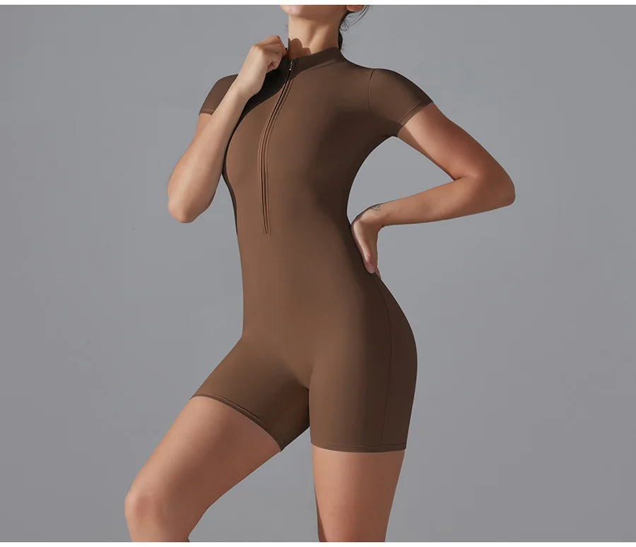 Yoga suit women jumpsuit One-Piece Suit short sleeved shorts Gym Push Up Workout Clothes Fitness Bodysuit Sportswear Tracksuit