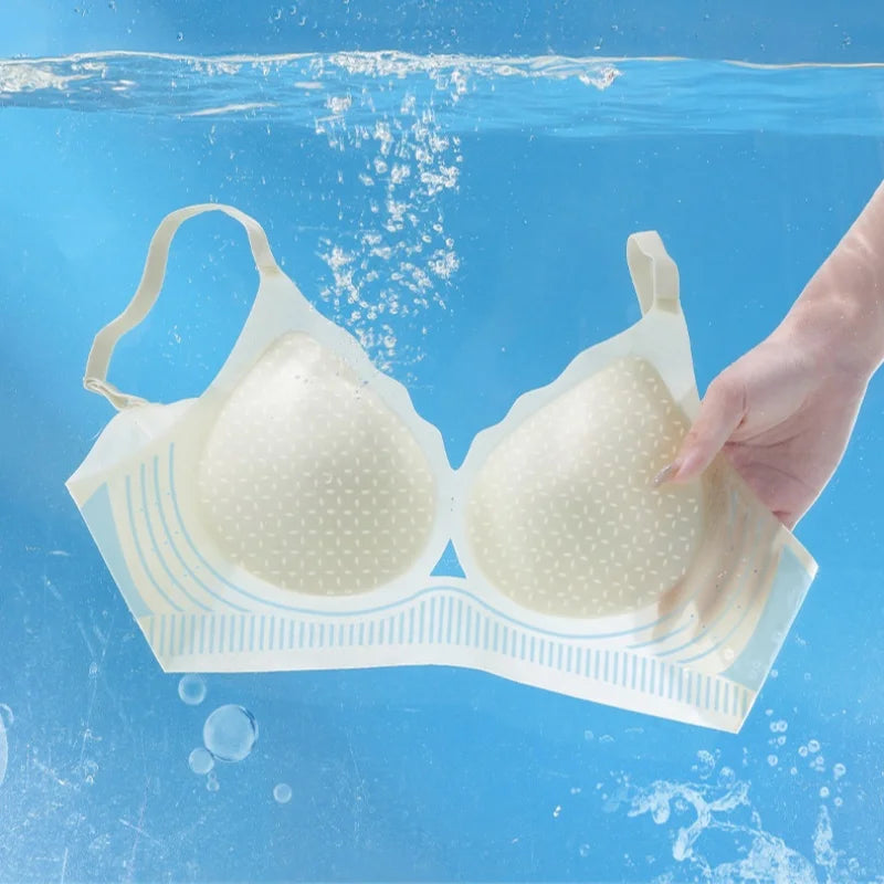 Ultra-thin Ice Silk Seamless Underwear Women's Small Breast Gathering Wireless Breast-Reducing Cooling Beautiful Back Bra