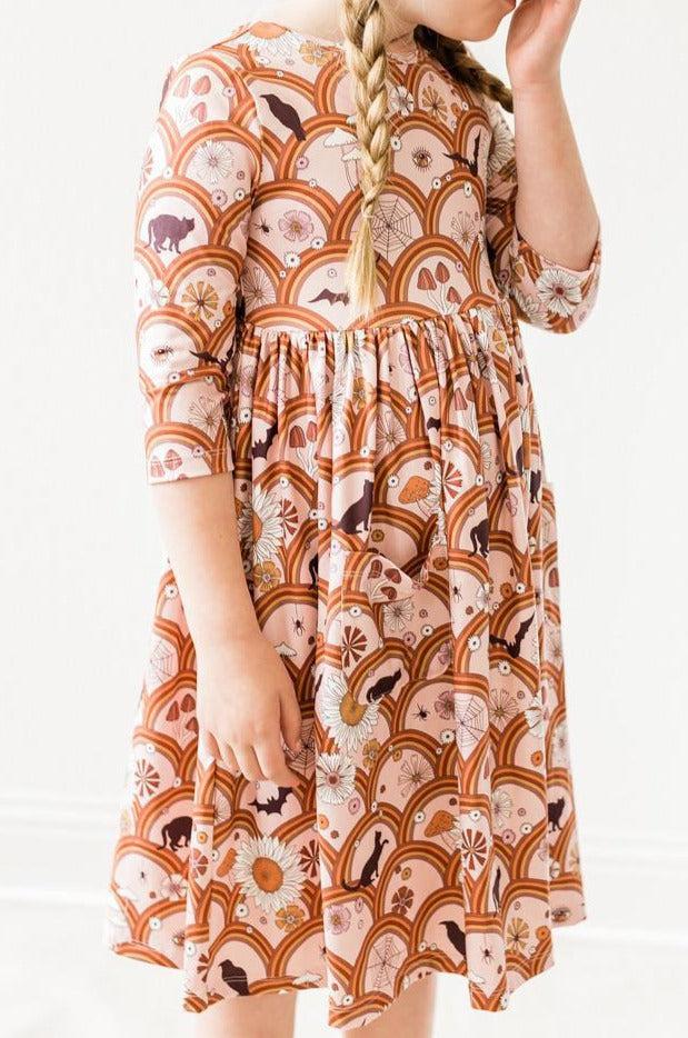 SALE Hocus Pocus 3/4 Sleeve Pocket Twirl Dress