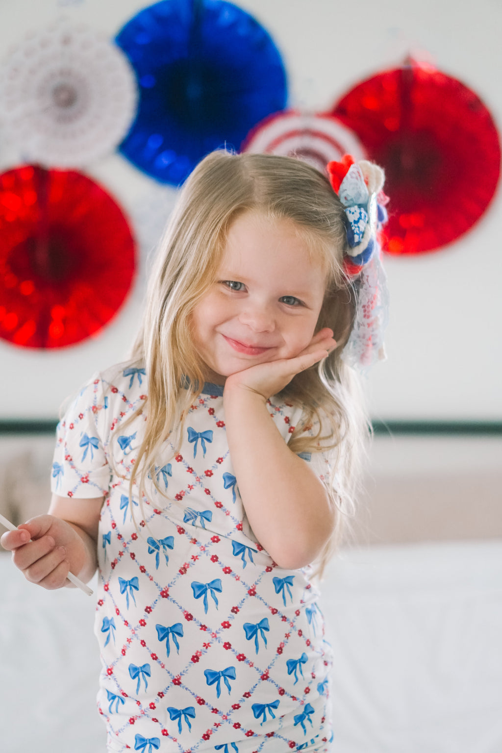 Red White & Bows 2pc Bamboo Pajamas