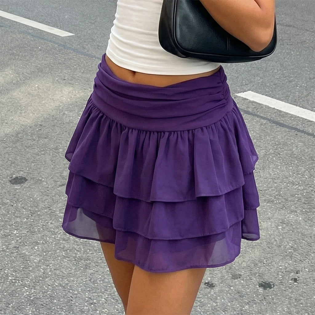 Women Ruffled Short Skirt Fashion Harajuku Lolita Mini Layered Streetwear Party Summer Mini Skirt Elegant Clubwear Outfits