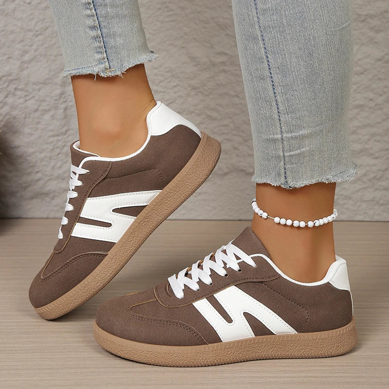 Vintage Low Top Platform Sneakers Women 2026 Spring Faux Suede Flat Heels Casual Shoes Woman Plus Size 43 Cheap Tennis Shoes