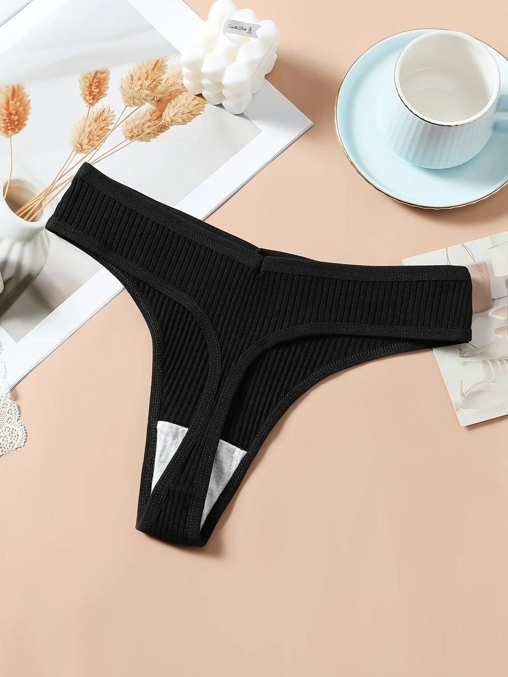 8 Pcs / Set Women' Cotton G-String Thong Panties Low Rise Sexy V-Shaped Underwear Soft And Breathable Bikini Seamless Lingerie