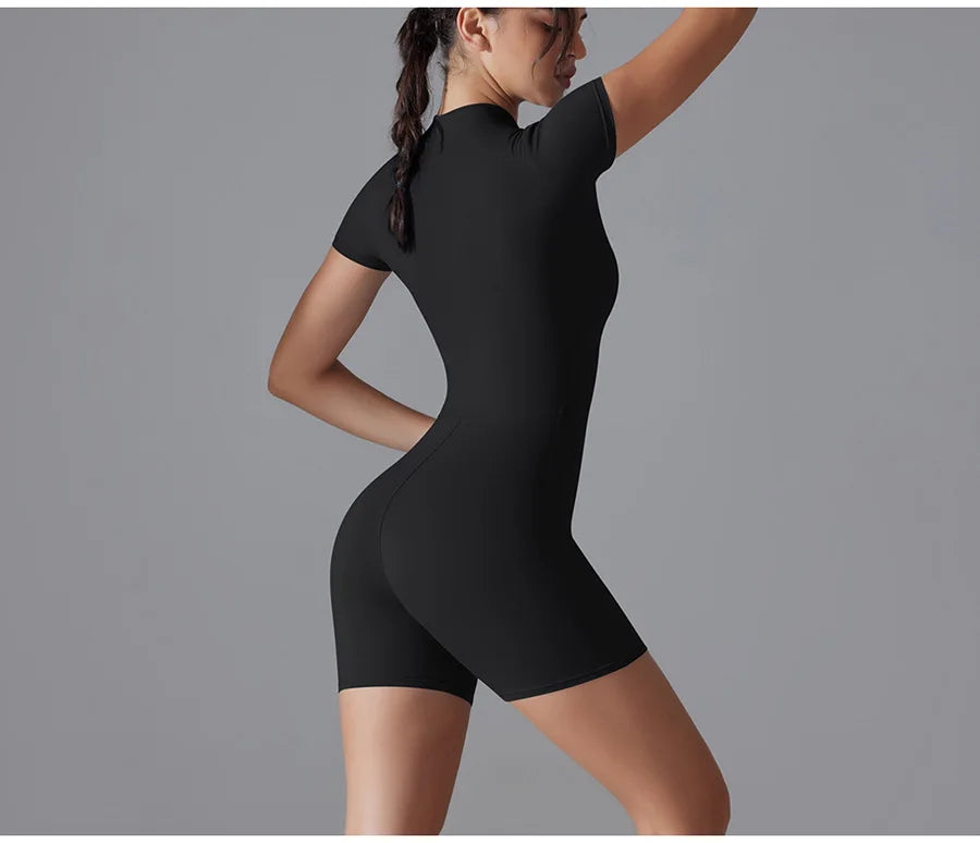 Yoga suit women jumpsuit One-Piece Suit short sleeved shorts Gym Push Up Workout Clothes Fitness Bodysuit Sportswear Tracksuit