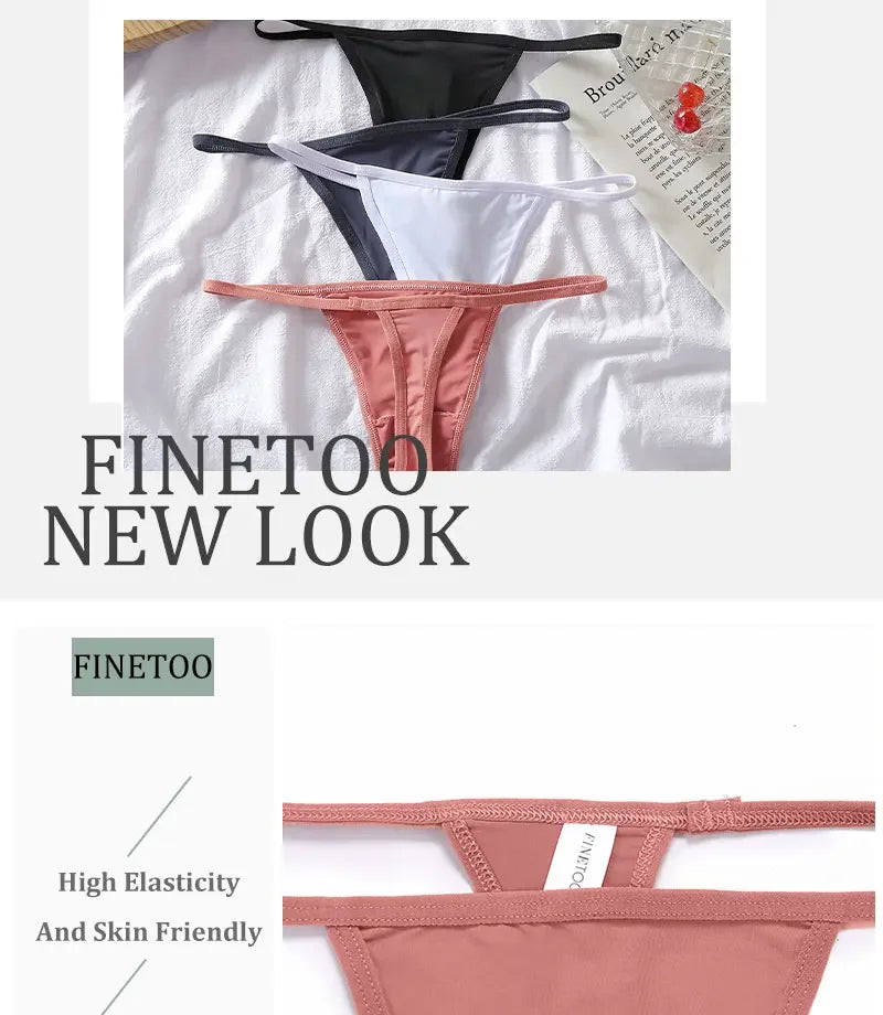 New 4PCS/Set Cotton Bikini Panties Women Sexy Solid Color Low Waist Thongs Female Breathable G-String Underwear Comfort Lingerie