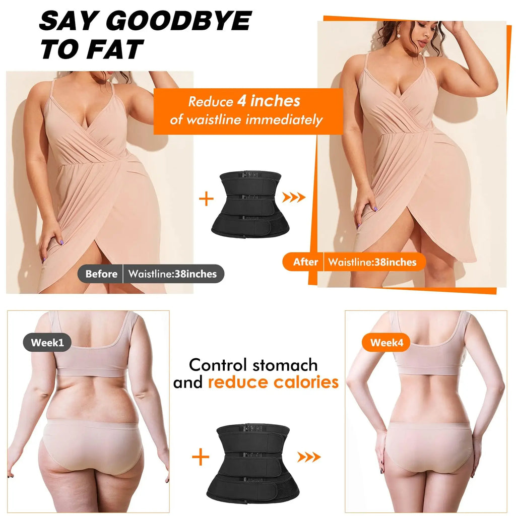 Women's Adjustable Breasted Tummy Control Waist belt Hook Workout Sweat Sauna Effect Body-shaped Fitness Sports Waist Trainer