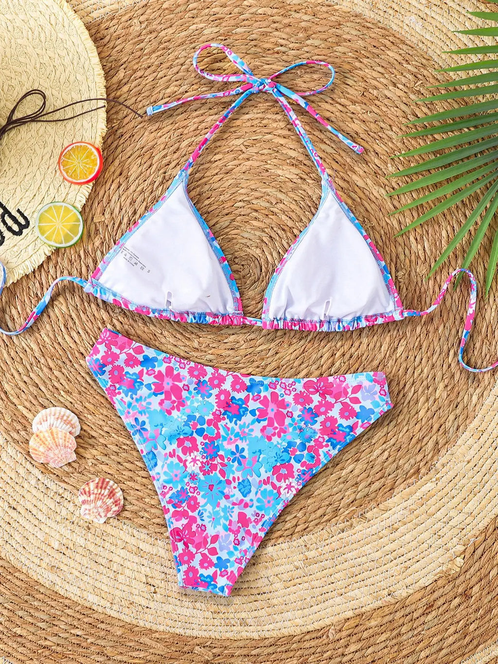 2025 New Women's Black Ground White Dot Printed Swimsuit Halter Neck Low Waist Bikini Set For Summer Female Swimwear Brazilian