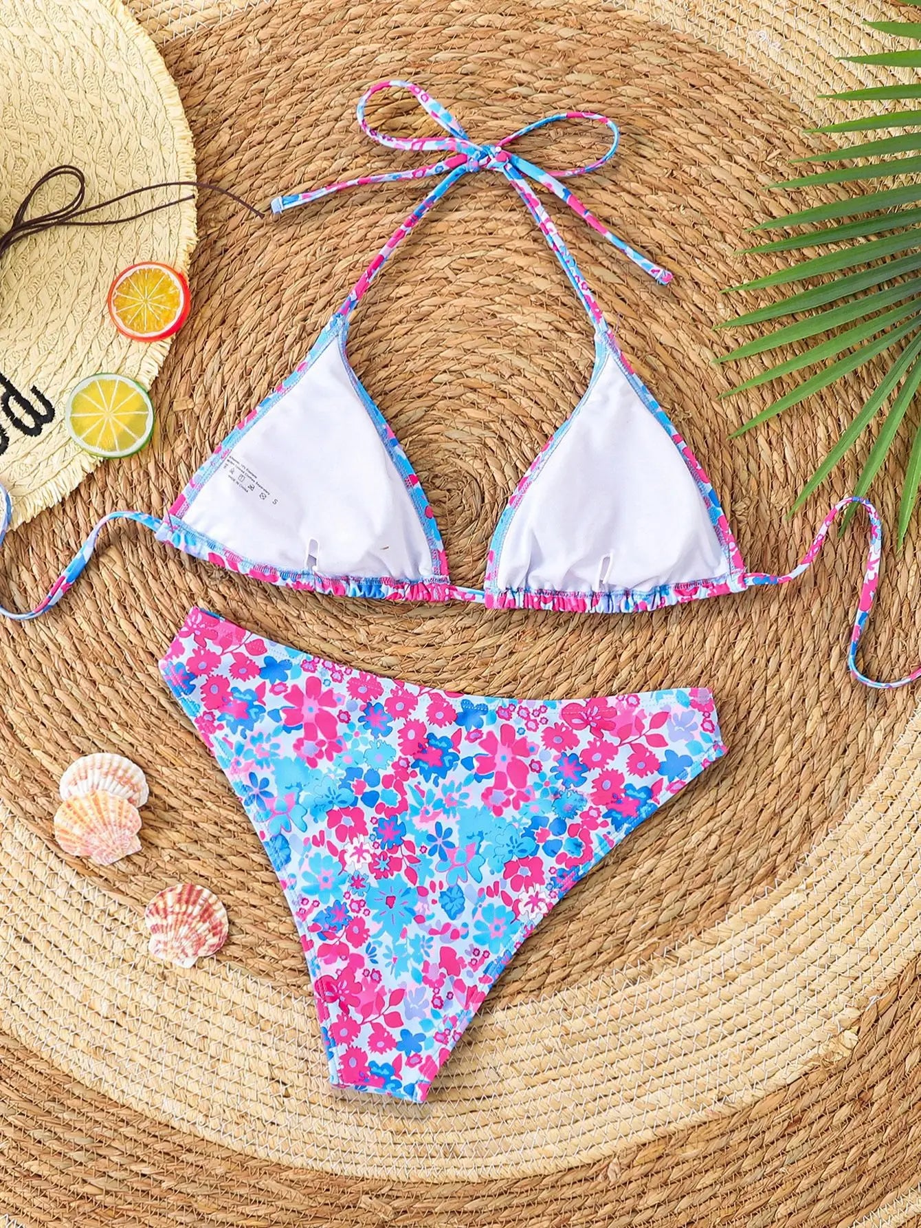 2025 New Women's Black Ground White Dot Printed Swimsuit Halter Neck Low Waist Bikini Set For Summer Female Swimwear Brazilian