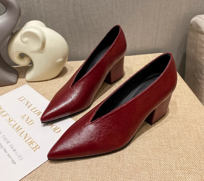 XGRAVITY Sexy Autumn New Designer Vintage Evening Shoes Ladies Fashion Pointed Toe V Cut Woman Shoes High Heel Pumps Sexy C323