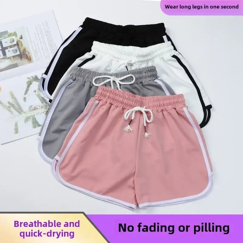 Women Striped Casual Shorts Korean Harajuku Loose All Match Sports Shorts Summer Fashion Simple Yoga Thin Mini Shorts Female
