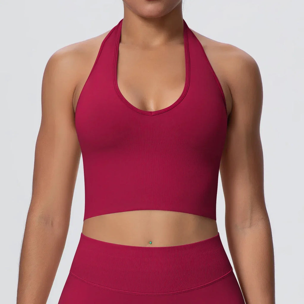 Gym Tops Women Halter Top Gym Vest Woman Sexy Backless Push Up Sport Bras Running Vest Workout Tops Activewear Yoga Fitness Vest
