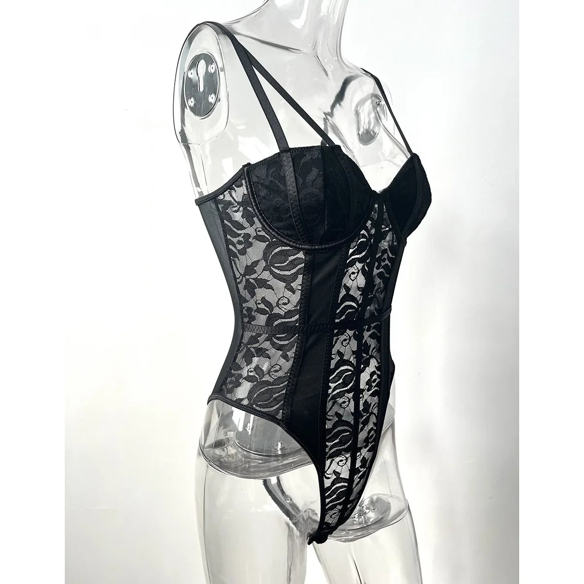 Sexy Lace Bodysuit for Women Bodies Elegant Women's Top 2025 New Summer Solid Bodycon Ribbed Bodysuits