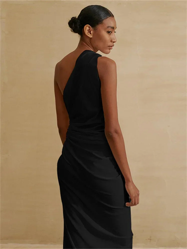 Sexy One-shoulder Asymmetric Black White Beach Dress Midi Beach Cover Up Woman Swimwear Bikini Tunic Kimono Beachwear Outfit
