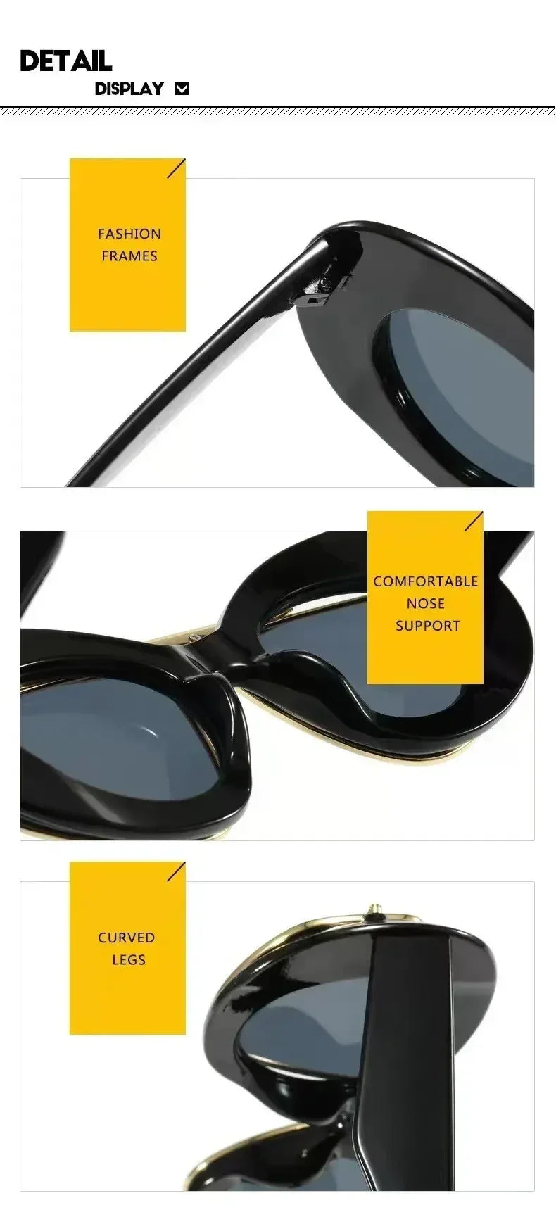 New Y2k Fashion Large Frame Sunglasses Ins Street Shot Cat's Eye Glasses Retro Personality Anti-ultraviolet Sunglasses