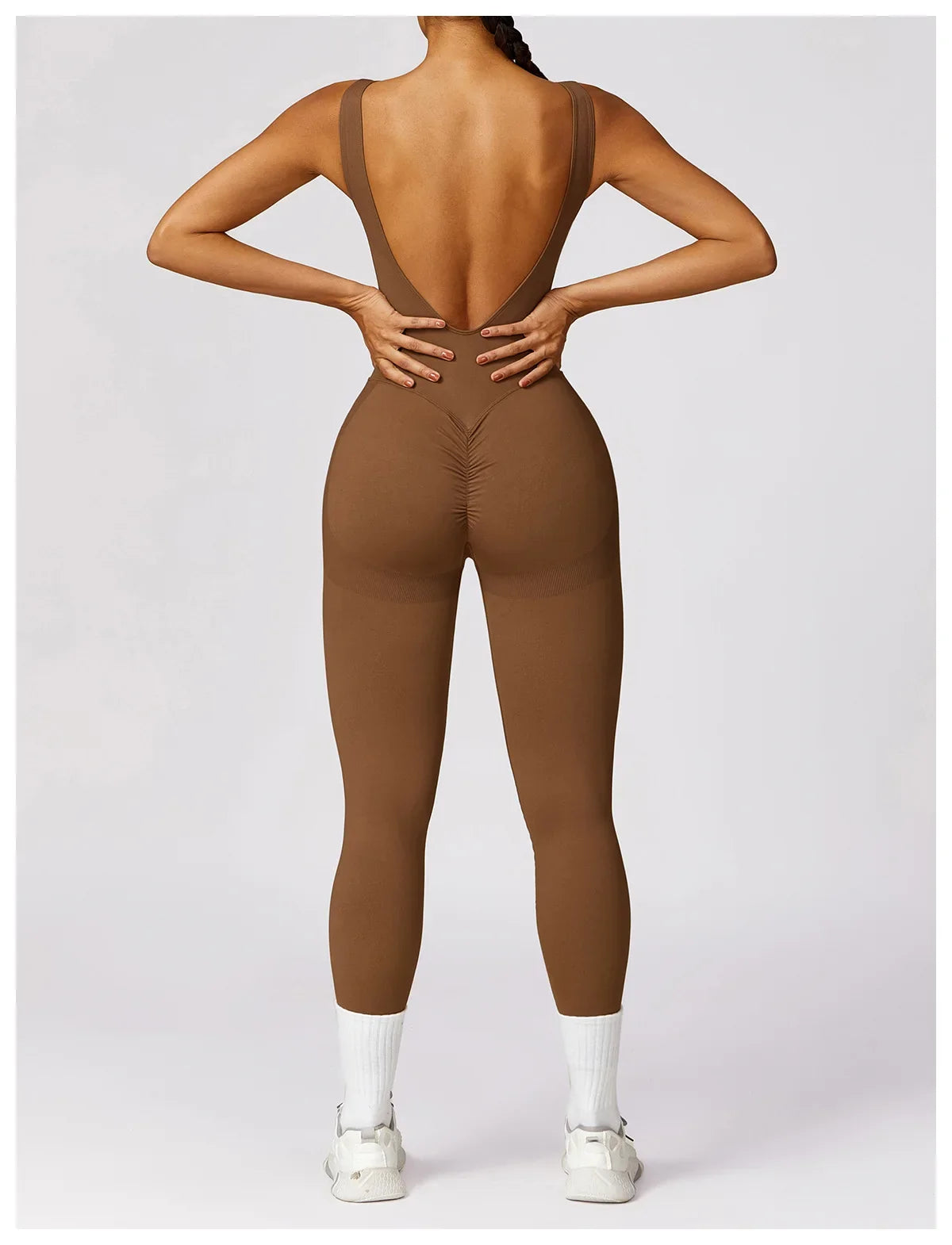 Seamless One-piece Suit Women Sports Jumpsuit Push up Yoga Suit Backless Sportswear Set Women Sleeveles Workout Bodysuits Female