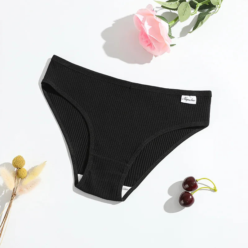 8 Pcs / Set Women' Cotton G-String Thong Panties Low Rise Sexy V-Shaped Underwear Soft And Breathable Bikini Seamless Lingerie
