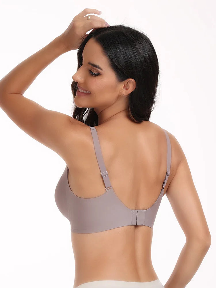 Pink Heart Seamless Wire-Free Comfortable Full-Cup Bra with Thin Molded Cups for Breathability and Support Beautiful Push Up Bra
