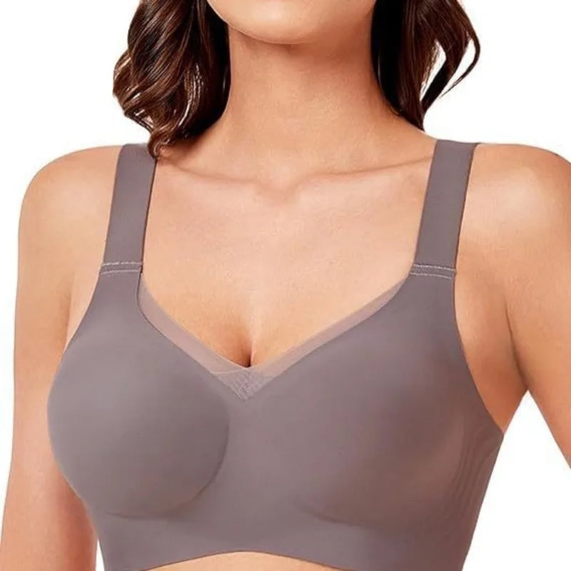 Women's Wire-Free Seamless Bra Full Cup Thin Molded Cup Beautiful and Comfortable Underwear Plus Up