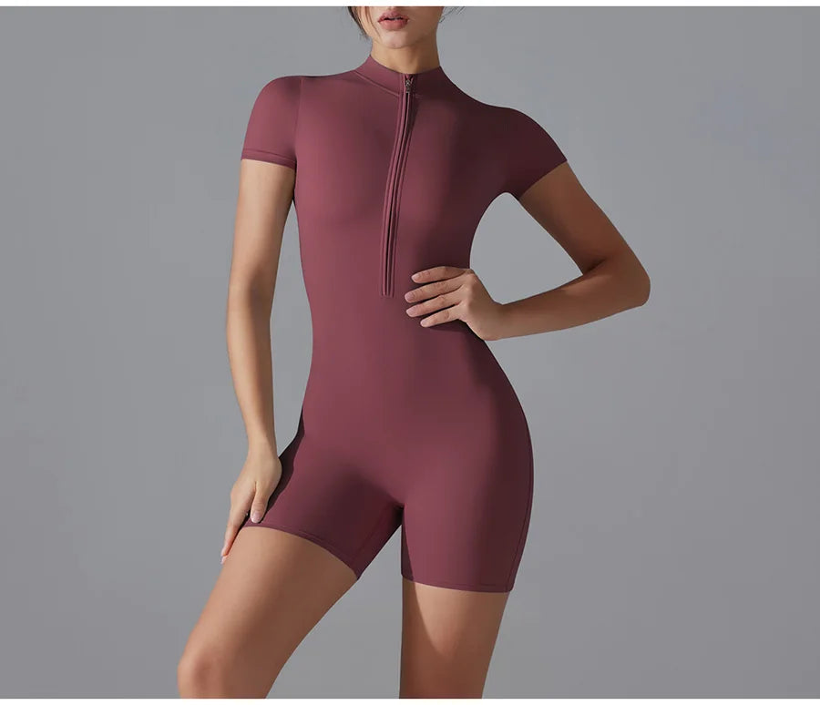 Yoga suit women jumpsuit One-Piece Suit short sleeved shorts Gym Push Up Workout Clothes Fitness Bodysuit Sportswear Tracksuit