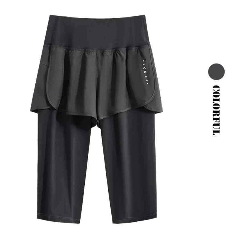 DRUR Yoga Shorts Women Summer Five-Quarter Athletic Shorts Elastic Waist Running Workout Short Leggings For Ladies Sport Shorts