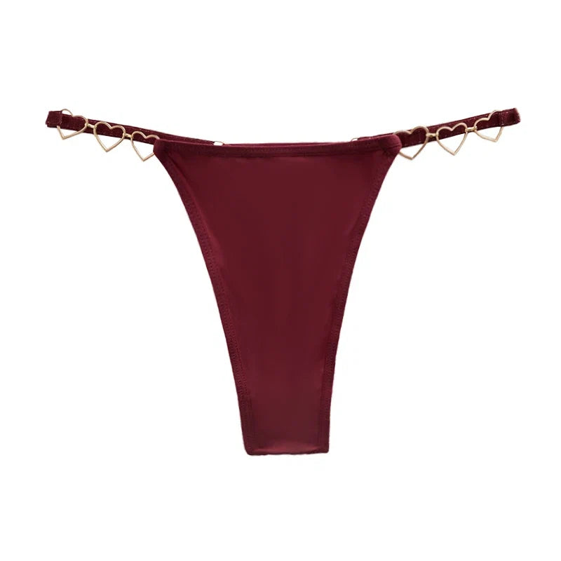 1pcs Women Sexy Thongs Low Rise Lady G-string Heart Decoration Erotic Intimate Lingerie T-Back New Fashion Cotton Crotch Panties