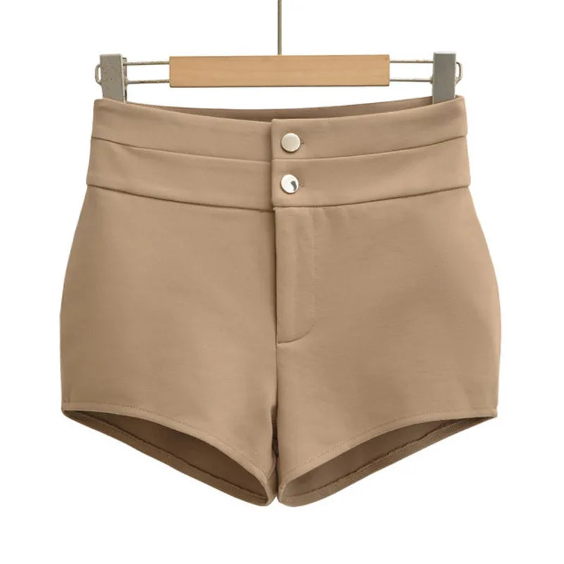New American Style Solid Color Basic Hot Girl Sexy Hip-enhancing High-waisted Bodycon Shorts For Woman Casual Elegant Y6W8