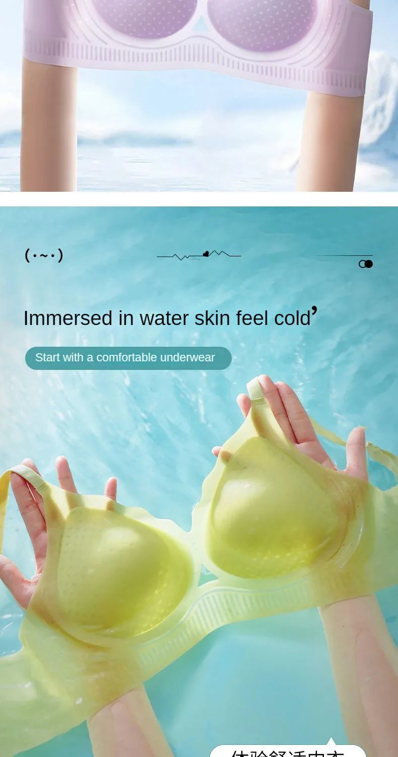 Ultra-thin Ice Silk Seamless Underwear Women's Small Breast Gathering Wireless Breast-Reducing Cooling Beautiful Back Bra