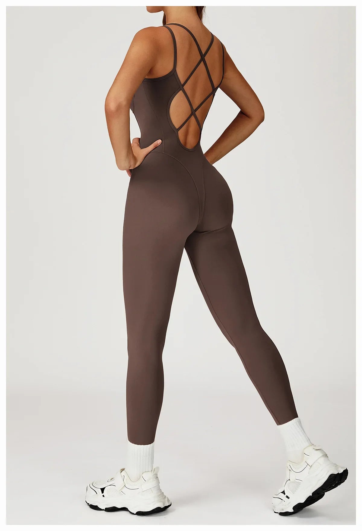Hearuisavy Female Jumpsuit Long Elegant Sports Bodysuit Woman Gym Clothes Strappy Fitness Overalls Push Up Pilates Yoga Leotard