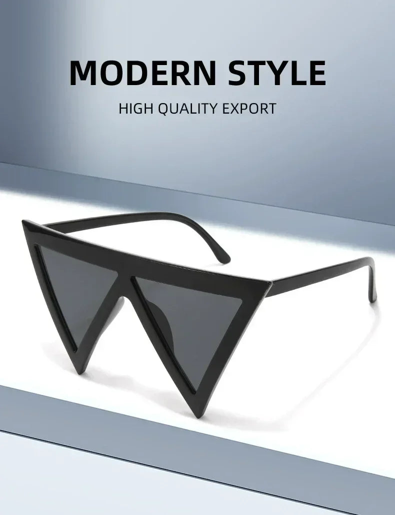 Oversized Triangle Punk Shiled Sunglasses Women Big Frame 2025 Luxury Brand Windproof Eyewear For Ladies UV400 Goggle Shades
