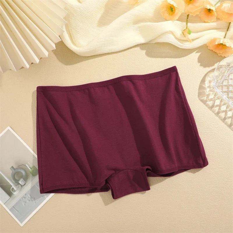 4Pcs/Set Women's Cotton Boxers Panties Seamless Sports Underwear Female Solid Color Cozy Lingerie Intimate Underpants XS-XL