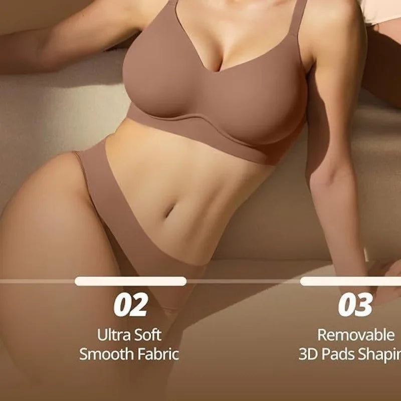 Women's Jelly Bra Wire-free Seamless 3/4 Cup and Thin Molded Bra Soft Support Underwear Comfortable Push-up Bra