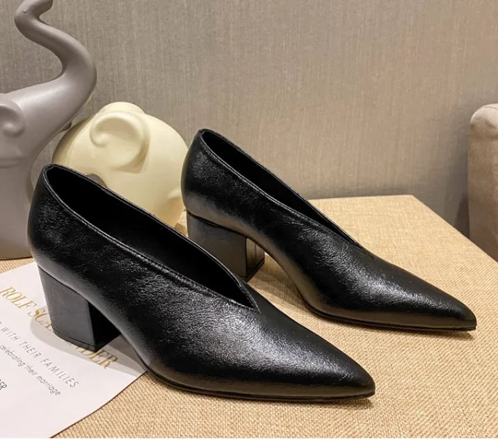 XGRAVITY Sexy Autumn New Designer Vintage Evening Shoes Ladies Fashion Pointed Toe V Cut Woman Shoes High Heel Pumps Sexy C323