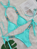 Sexy Rhinestone Bikini Set Women 2026 Luxury Pink Crystal Diamond Push Up Bandage Thong Swimsuit Beach Bathing Suit Swimwear
