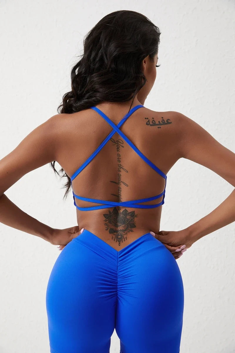 DIAS FIT JOY New style cross back yoga bra Plus Size removable chest cushion sexy back sports vest fitness running gym