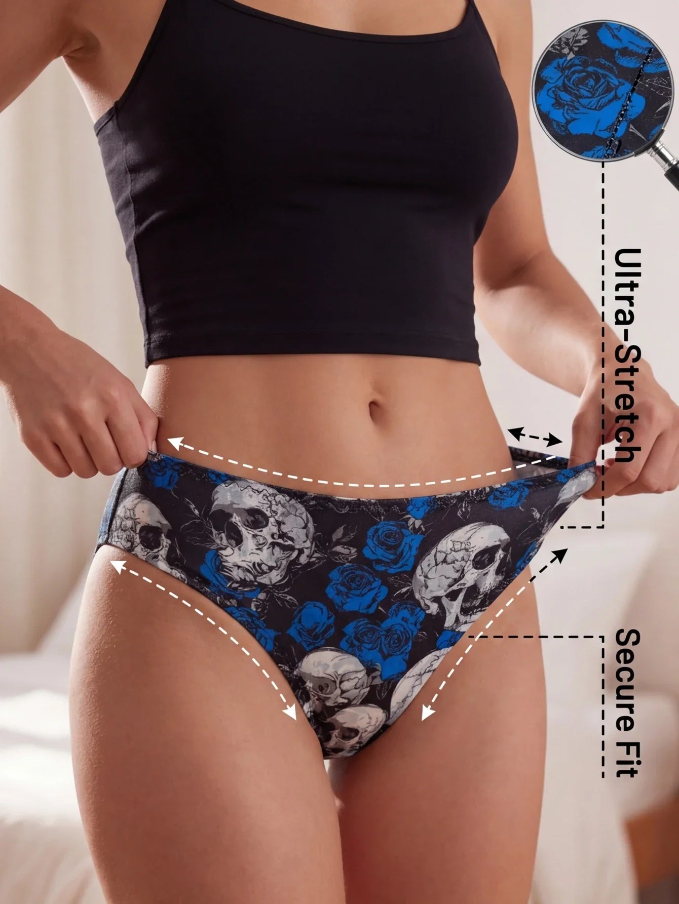 Modern Women's Underwear Gothic Skull Briefs Soft Breathable Stretch Panties for Women