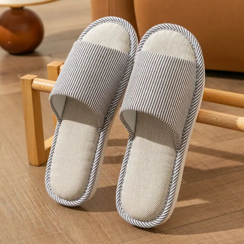 Four Season Linen Home Slippers Women Indoor Bedroom Women House Slides Autumn Unisex Lovers Shoes Adults Outdoor Casual Sandals