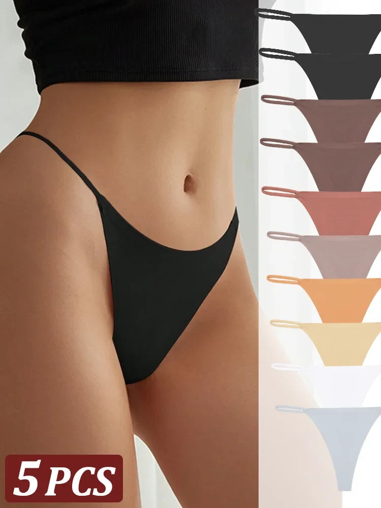 8Pcs/Set Seamless Thong Women Invisible Thin Strap Low Waist High Stretch Flexibility Panties Sexy Underwear Briefs T-back