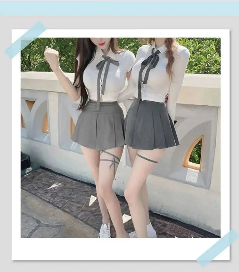 WOMENGAGA Korea Style Sexy Slim High Waist Strap A-line Half Length Skirt Fashion Women Skorts JK Sweet 2023 New  OW3W
