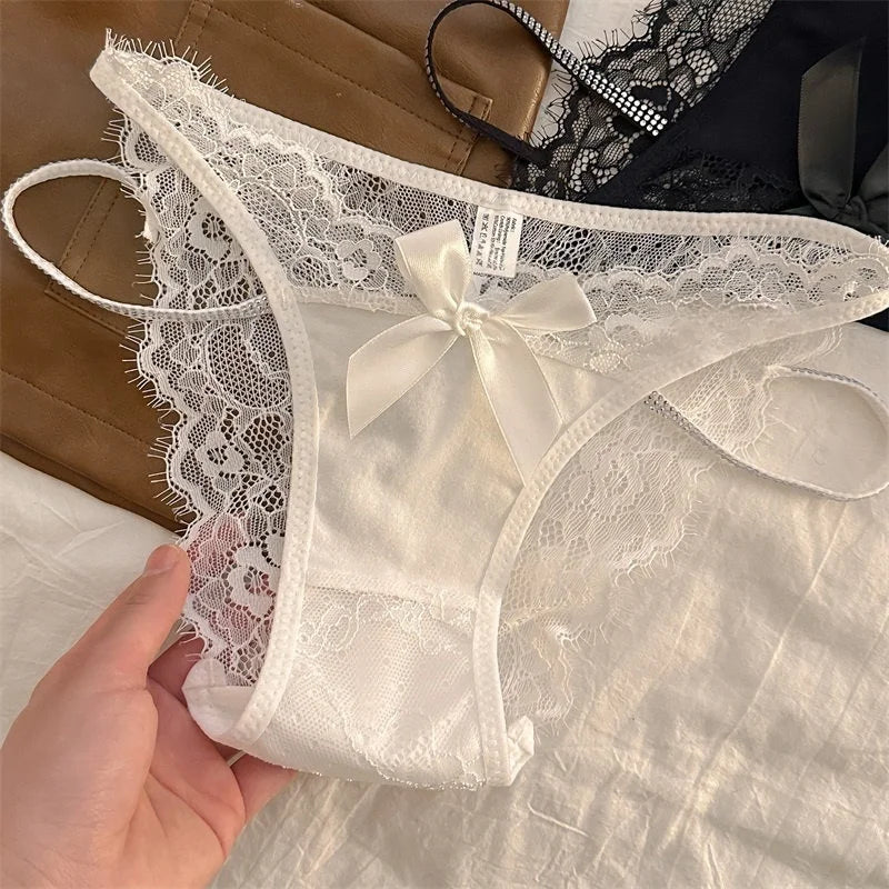 Girls Sexy G String Lace Panties Women Rhinestones Underwear Briefs Hollow Out Thong Transparent Lingerie Intimates